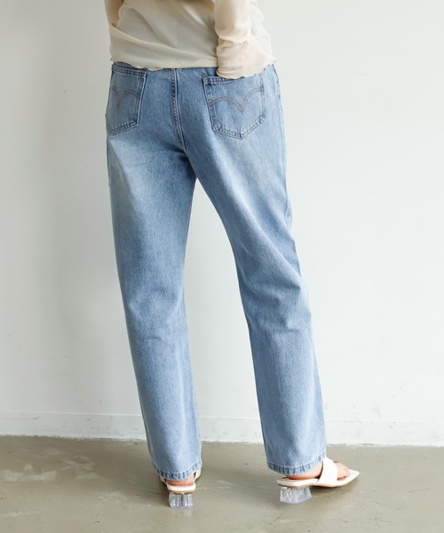 Birthday room（バースデイルーム）の「ヴィンテージ風 デニム ワイド ストレートパンツ（デニムパンツ・レディース・ライトブルー・M/L/S）」の13枚目の写真