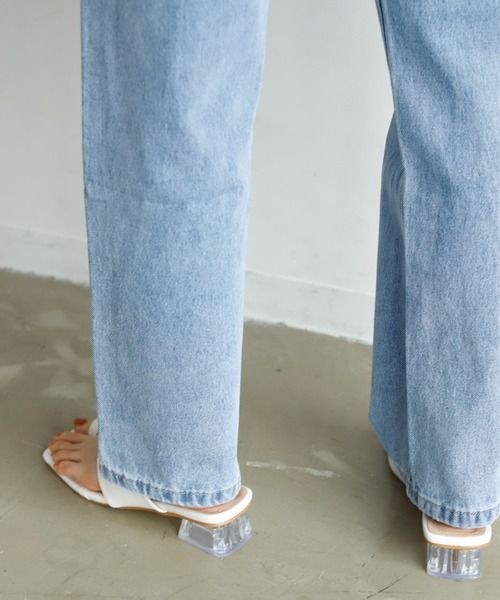 Birthday room（バースデイルーム）の「ヴィンテージ風 デニム ワイド ストレートパンツ（デニムパンツ・レディース・ライトブルー・M/L/S）」の3枚目の写真