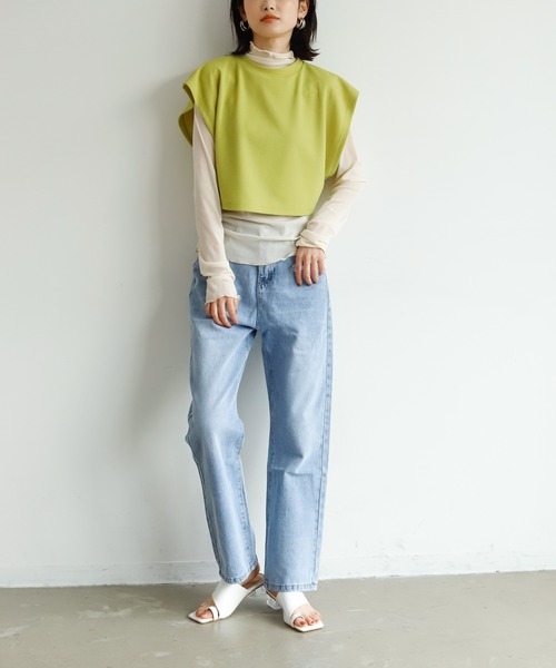 Birthday room（バースデイルーム）の「ヴィンテージ風 デニム ワイド ストレートパンツ（デニムパンツ・レディース・ライトブルー・M/L/S）」の8枚目の写真