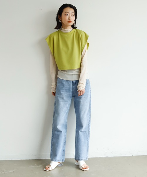 Birthday room（バースデイルーム）の「ヴィンテージ風 デニム ワイド ストレートパンツ（デニムパンツ・レディース・ライトブルー・M/L/S）」の10枚目の写真