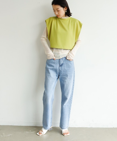 Birthday room（バースデイルーム）の「ヴィンテージ風 デニム ワイド ストレートパンツ（デニムパンツ・レディース・ライトブルー・M/L/S）」の14枚目の写真