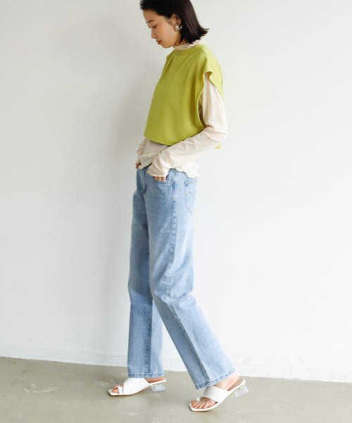 Birthday room（バースデイルーム）の「ヴィンテージ風 デニム ワイド ストレートパンツ（デニムパンツ・レディース・ライトブルー・M/L/S）」の12枚目の写真