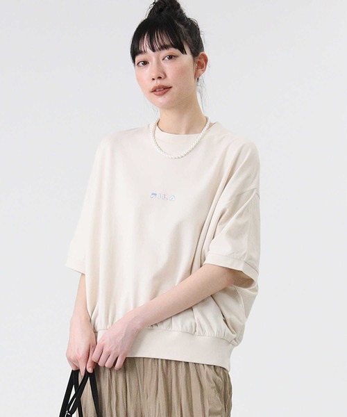 FILA（フィラ）の「【FILA】裾ロゴTシャツ（Tシャツ/カットソー・レディース・ブラック/オフホワイト/サックスブルー・L/M）」の2枚目の写真