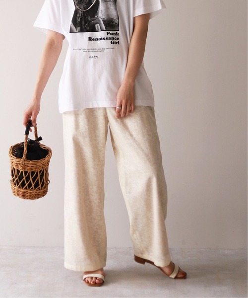 SLOBE IENA(スローブイエナ)の「ジャガードパンツ【ウエストゴム】◆(その他パンツ・レディース・ブラック/アイボリー・FREE)」の2枚目の写真