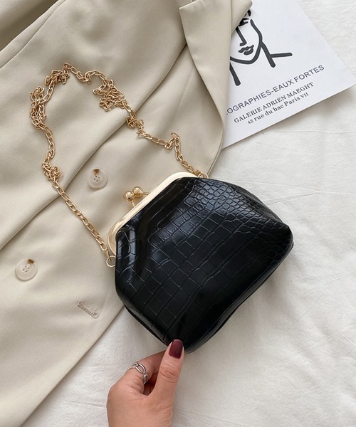 TABI PAL(タビパル)の「型押し がまぐちチェーンショルダーバッグ(ショルダーバッグ・レディース・イエロー/アイボリー/ブラック・FREE)」の6枚目の写真