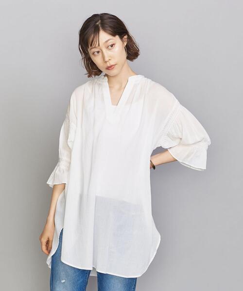 BEAUTY&YOUTH UNITED ARROWS（ビューティーアンドユースユナイテッドアローズ）の「BY アムンゼンスキッパー5分袖ブラウス -ウォッシャブル-（シャツ/ブラウス・レディース・ホワイト/ダークグレー/コバルトブルー・FREE）」の6枚目の写真