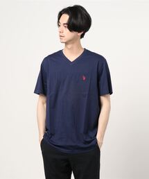 U.S. POLO ASSN./ユーエスポロアッスン ビッグシルエット ロゴ刺繍 半袖 Vネック Tシャツ