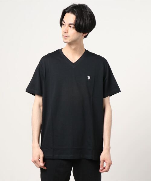 U.S. POLO ASSN.(ユーエスポロアッスン)の「U.S. POLO ASSN./ユーエスポロアッスン ビッグシルエット ロゴ刺繍 半袖 Vネック Tシャツ(Tシャツ/カットソー・メンズ・ブラック/ピンク/ホワイト/ネイビー・M/XL/S/L)」の1枚目の写真