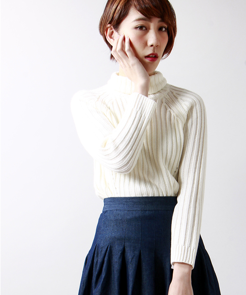 WEGO（ウィゴー）の「WEGO/リブタートルチュニック（ニット/セーター・レディース・ライトグレー/ナチュラル/ホワイト・FREE）」の2枚目の写真