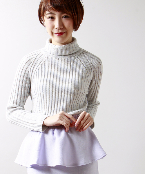 WEGO（ウィゴー）の「WEGO/リブタートルチュニック（ニット/セーター・レディース・ライトグレー/ナチュラル/ホワイト・FREE）」の3枚目の写真
