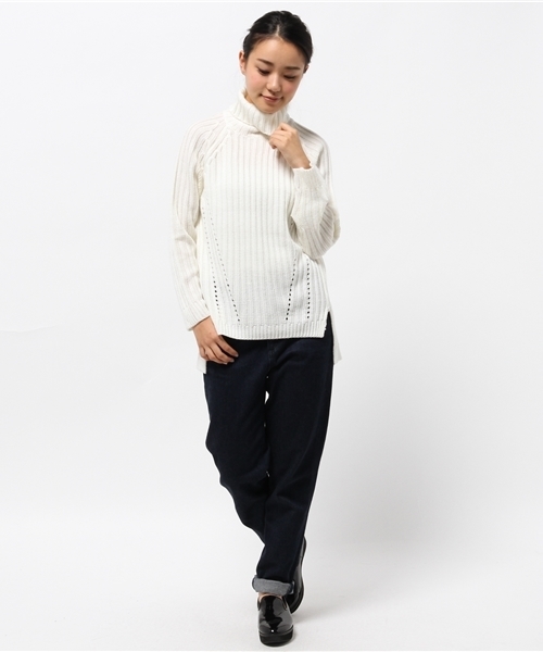 WEGO（ウィゴー）の「WEGO/リブタートルチュニック（ニット/セーター・レディース・ライトグレー/ナチュラル/ホワイト・FREE）」の4枚目の写真