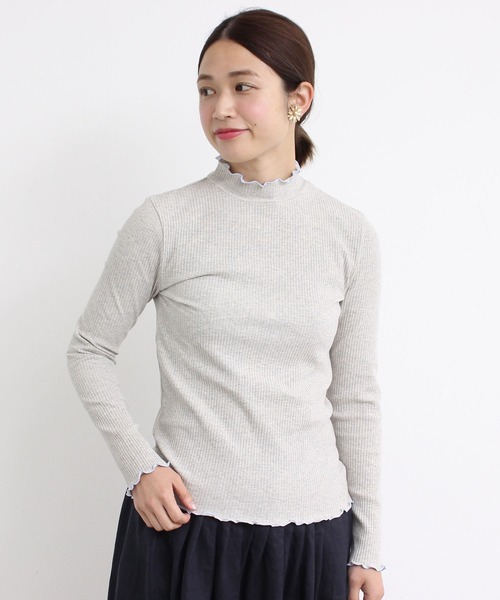 aimer le mieux（エメルミュー）の「aimer　【WEB別注】リブメロー配色ハイネック長袖プルオーバー（Tシャツ/カットソー・レディース・ホワイト/グレー/ブラック・FREE）」の3枚目の写真