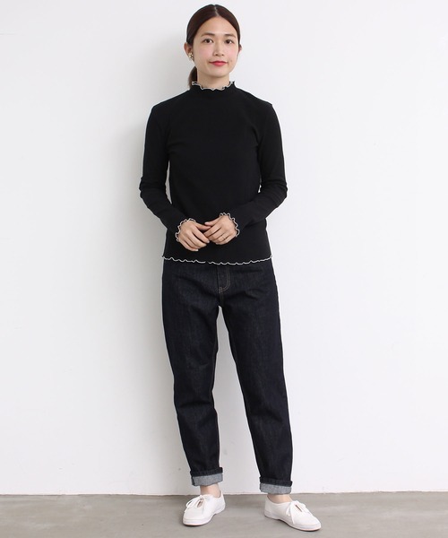 aimer le mieux（エメルミュー）の「aimer　【WEB別注】リブメロー配色ハイネック長袖プルオーバー（Tシャツ/カットソー・レディース・ホワイト/グレー/ブラック・FREE）」の9枚目の写真