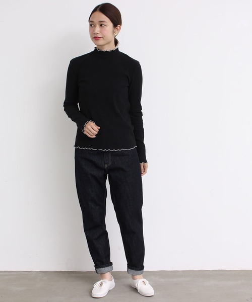 aimer le mieux（エメルミュー）の「aimer　【WEB別注】リブメロー配色ハイネック長袖プルオーバー（Tシャツ/カットソー・レディース・ホワイト/グレー/ブラック・FREE）」の14枚目の写真