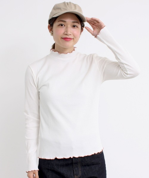 aimer le mieux（エメルミュー）の「aimer　【WEB別注】リブメロー配色ハイネック長袖プルオーバー（Tシャツ/カットソー・レディース・ホワイト/グレー/ブラック・FREE）」の8枚目の写真