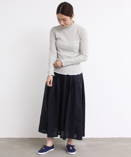 aimer le mieux（エメルミュー）の「aimer　【WEB別注】リブメロー配色ハイネック長袖プルオーバー（Tシャツ/カットソー・レディース・ホワイト/グレー/ブラック・FREE）」の6枚目の写真