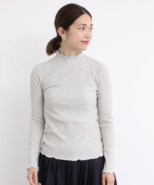 aimer le mieux（エメルミュー）の「aimer　【WEB別注】リブメロー配色ハイネック長袖プルオーバー（Tシャツ/カットソー・レディース・ホワイト/グレー/ブラック・FREE）」の21枚目の写真
