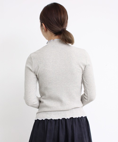 aimer le mieux（エメルミュー）の「aimer　【WEB別注】リブメロー配色ハイネック長袖プルオーバー（Tシャツ/カットソー・レディース・ホワイト/グレー/ブラック・FREE）」の11枚目の写真