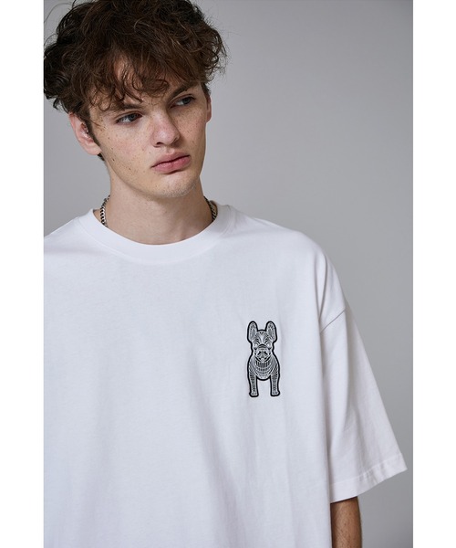 LIFE WORK（ライフワーク）の「『LIFE WORK/ライフワーク』Silicone Radog Short Sleeve T-shirt/フレンチブルドッグワンポイント 半袖Ｔシャツ（Tシャツ/カットソー・メンズ・ホワイト/ブラック・M/L）」の18枚目の写真