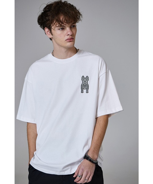 LIFE WORK（ライフワーク）の「『LIFE WORK/ライフワーク』Silicone Radog Short Sleeve T-shirt/フレンチブルドッグワンポイント 半袖Ｔシャツ（Tシャツ/カットソー・メンズ・ホワイト/ブラック・M/L）」の12枚目の写真