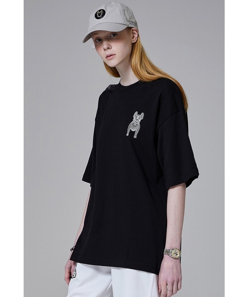 LIFE WORK（ライフワーク）の「『LIFE WORK/ライフワーク』Silicone Radog Short Sleeve T-shirt/フレンチブルドッグワンポイント 半袖Ｔシャツ（Tシャツ/カットソー・メンズ・ホワイト/ブラック・M/L）」の8枚目の写真