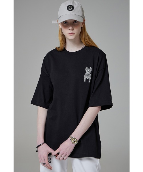 LIFE WORK（ライフワーク）の「『LIFE WORK/ライフワーク』Silicone Radog Short Sleeve T-shirt/フレンチブルドッグワンポイント 半袖Ｔシャツ（Tシャツ/カットソー・メンズ・ホワイト/ブラック・M/L）」の10枚目の写真