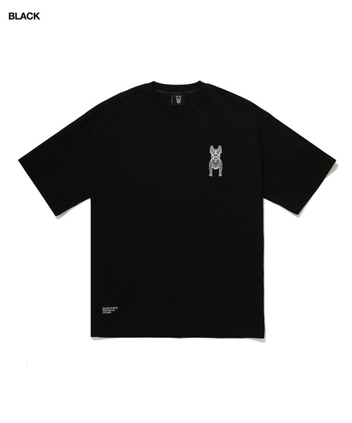LIFE WORK（ライフワーク）の「『LIFE WORK/ライフワーク』Silicone Radog Short Sleeve T-shirt/フレンチブルドッグワンポイント 半袖Ｔシャツ（Tシャツ/カットソー・メンズ・ホワイト/ブラック・M/L）」の4枚目の写真