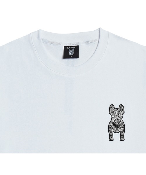 LIFE WORK（ライフワーク）の「『LIFE WORK/ライフワーク』Silicone Radog Short Sleeve T-shirt/フレンチブルドッグワンポイント 半袖Ｔシャツ（Tシャツ/カットソー・メンズ・ホワイト/ブラック・M/L）」の6枚目の写真
