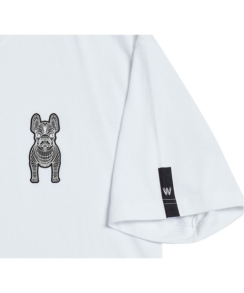 LIFE WORK（ライフワーク）の「『LIFE WORK/ライフワーク』Silicone Radog Short Sleeve T-shirt/フレンチブルドッグワンポイント 半袖Ｔシャツ（Tシャツ/カットソー・メンズ・ホワイト/ブラック・M/L）」の9枚目の写真