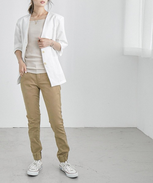 Fashion Letter（ファッションレター）の「コットンツイルスキニーパンツ（チノパンツ・レディース・ベージュ/カーキ/ブラック・M/L/LL/3L/4L）」の19枚目の写真