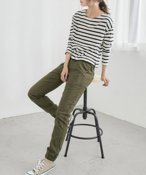 Fashion Letter（ファッションレター）の「コットンツイルスキニーパンツ（チノパンツ・レディース・ベージュ/カーキ/ブラック・M/L/LL/3L/4L）」の13枚目の写真