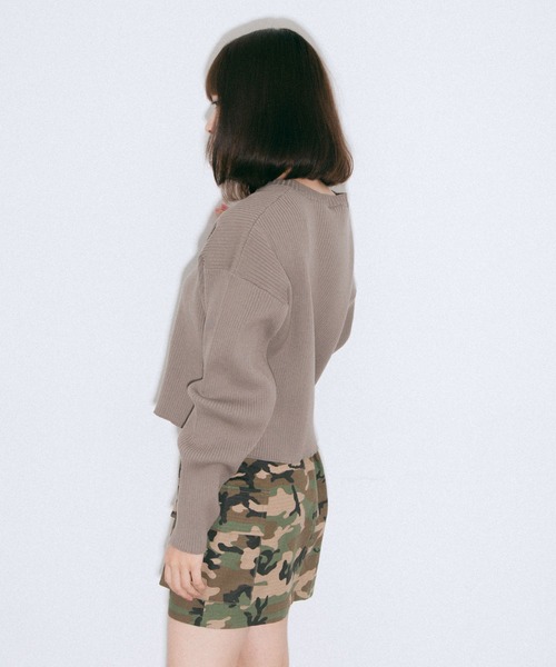 X-girl（エックスガール）の「CROPPED KNIT TOP（ニット/セーター・レディース・ホワイト/ライトブルー/チャコール・ONE SIZE）」の8枚目の写真