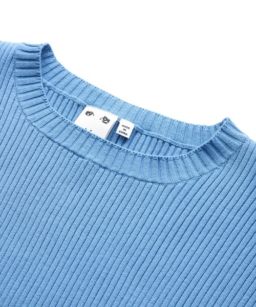 X-girl（エックスガール）の「CROPPED KNIT TOP（ニット/セーター・レディース・ホワイト/ライトブルー/チャコール・ONE SIZE）」の4枚目の写真