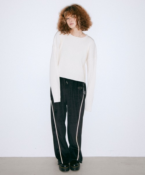 X-girl（エックスガール）の「CROPPED KNIT TOP（ニット/セーター・レディース・ホワイト/ライトブルー/チャコール・ONE SIZE）」の14枚目の写真