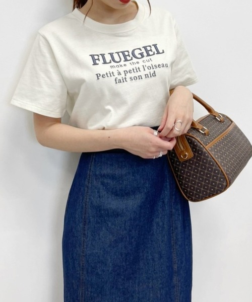 Heather（ヘザー）の「ロゴシシュウTEE　216693（Tシャツ/カットソー・レディース・ホワイト×ブルー/ホワイト×ブラック/ホワイト×ピンク・FREE）」の4枚目の写真