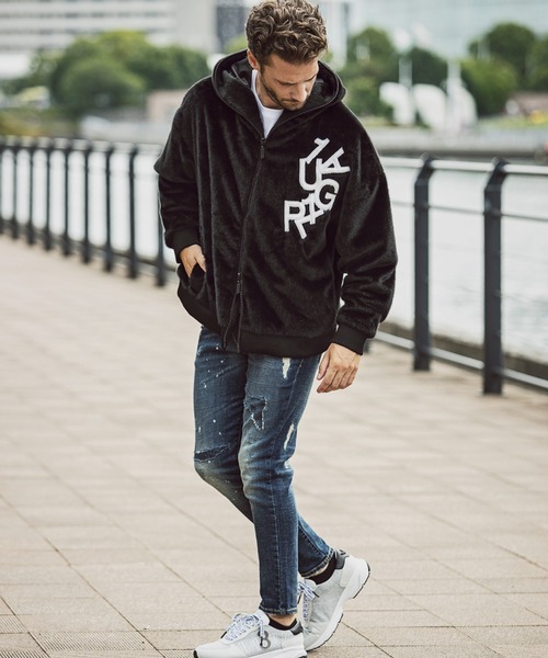 1piu1uguale3 RELAX（ウノピュウノウグァーレトレリラックス）の「【別注】1PIU1UGUALE3 RELAX/ウノピゥ ウノ ウグァーレ トレ リラックス/バックロゴファーブルゾン（ブルゾン・メンズ・ブラック・MEDIUM/LARGE/X-LARGE/XX-LARGE）」の6枚目の写真