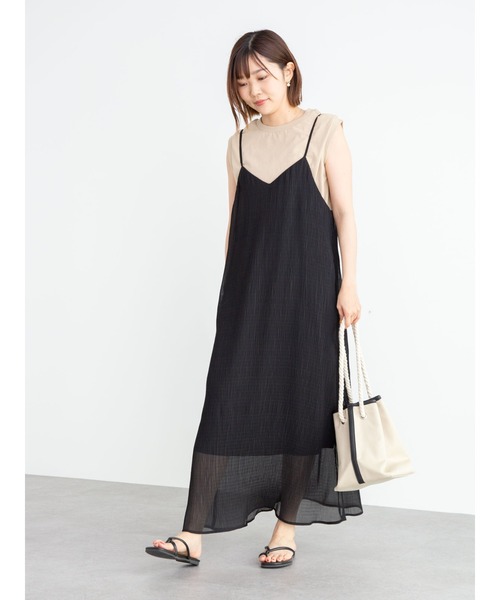 Green　Parks（グリーンパークス）の「プリーツキャミワンピース＊（ワンピース・レディース・ブラック/グリーン/キャメル/グレイッシュベージュ・FREE）」の10枚目の写真