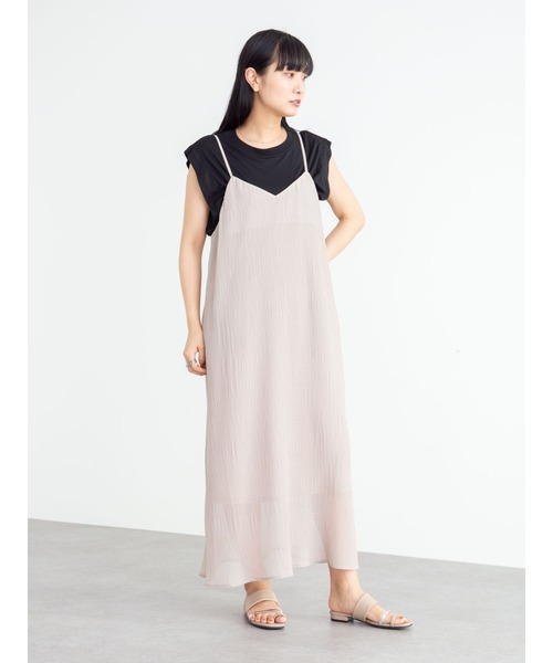 Green　Parks（グリーンパークス）の「プリーツキャミワンピース＊（ワンピース・レディース・ブラック/グリーン/キャメル/グレイッシュベージュ・FREE）」の6枚目の写真