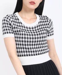 WC | ギンガムニット半袖トップス(ニット/セーター)