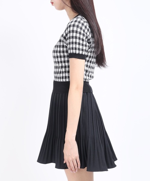 WC（ダブル シー）の「ギンガムニット半袖トップス（ニット/セーター・レディース・ホワイト/ブラック/サックスブルー・FREE）」の6枚目の写真