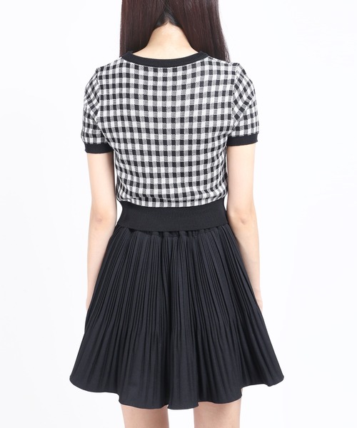 WC（ダブル シー）の「ギンガムニット半袖トップス（ニット/セーター・レディース・ホワイト/ブラック/サックスブルー・FREE）」の7枚目の写真