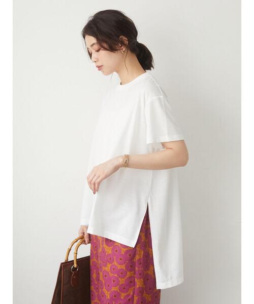 Green　Parks（グリーンパークス）の「さらりアシメチュニック＊（Tシャツ/カットソー・レディース・チャコールグレー/オフホワイト/カーキ/グリーン・FREE）」の12枚目の写真