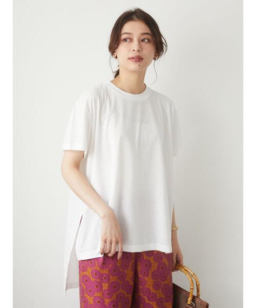 Green　Parks（グリーンパークス）の「さらりアシメチュニック＊（Tシャツ/カットソー・レディース・チャコールグレー/オフホワイト/カーキ/グリーン・FREE）」の7枚目の写真