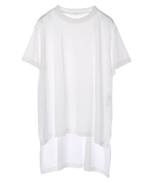 Green　Parks（グリーンパークス）の「さらりアシメチュニック＊（Tシャツ/カットソー・レディース・チャコールグレー/オフホワイト/カーキ/グリーン・FREE）」の6枚目の写真