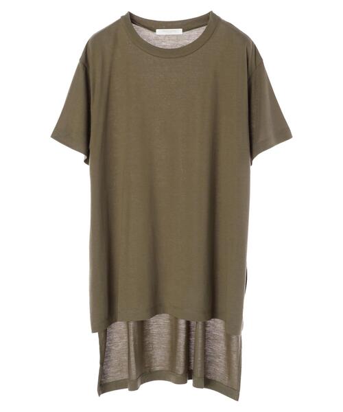 Green　Parks（グリーンパークス）の「さらりアシメチュニック＊（Tシャツ/カットソー・レディース・チャコールグレー/オフホワイト/カーキ/グリーン・FREE）」の19枚目の写真