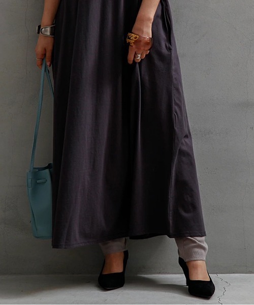 and it_(アンドイット)の「リブレギンス(レギンス/スパッツ・レディース・グレイッシュベージュ/スミクロ/杢グレー・M-L)」の12枚目の写真