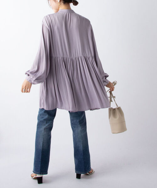 NOLLEY’S(ノーリーズ)の「◇【WEB限定】アンティークサテンブラウス(シャツ/ブラウス・レディース・オフホワイト/チャコールグレー/ラベンダー・FREE)」の7枚目の写真