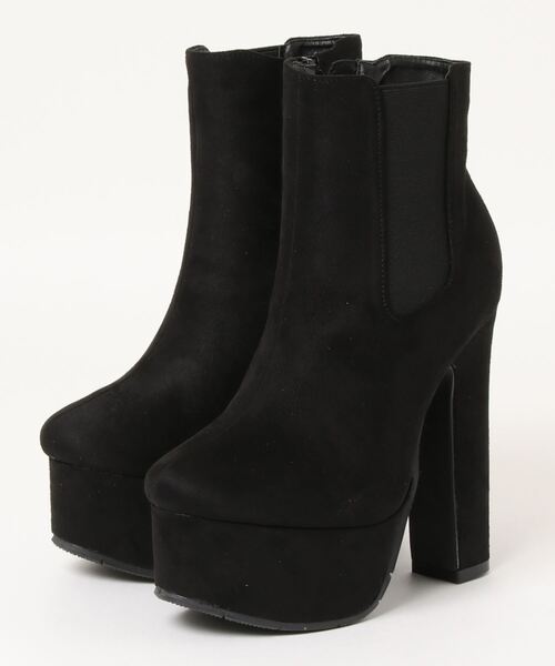 Mafmof（マフモフ）の「Mafmof(マフモフ) ボリューム厚底ストーム太ヒールサイドゴアヒール ブーツ（ブーツ・レディース・ブラック/ブラック系その他・S/M/LL/L）」の2枚目の写真