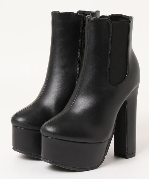 Mafmof（マフモフ）の「Mafmof(マフモフ) ボリューム厚底ストーム太ヒールサイドゴアヒール ブーツ（ブーツ・レディース・ブラック/ブラック系その他・S/M/LL/L）」の5枚目の写真