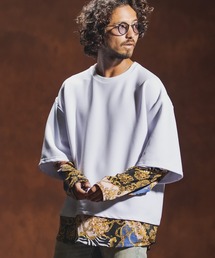 Jih Nunc | mlt3537-カットソー×総柄コンビフェイクレイヤードカットソー(Tシャツ/カットソー)